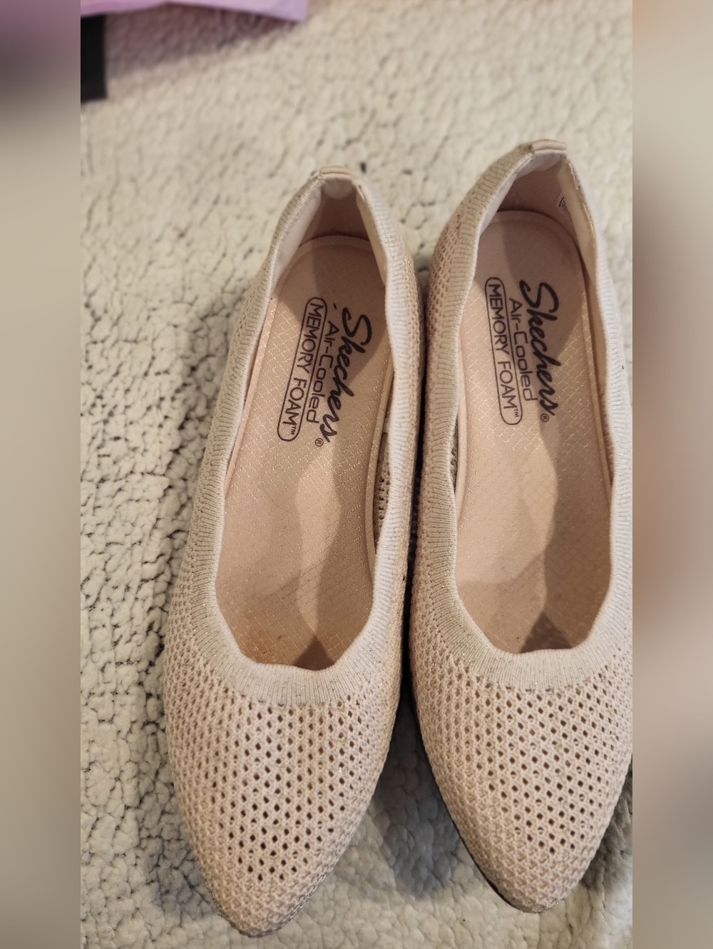 Skechers Women's Knit Slip-On Flats in Light Beige